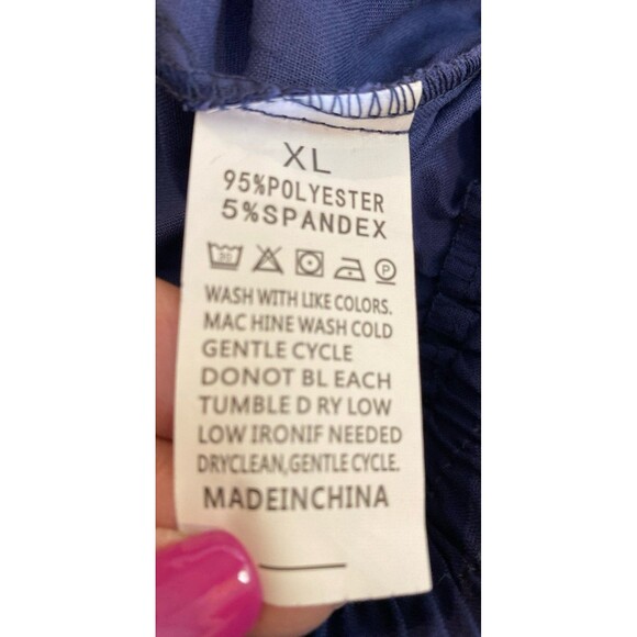 Boho Shorts Lace Trim Plus Size XL Navy Wide Elastic Waist Bohemian Hippie Gypsy - Picture 9 of 12